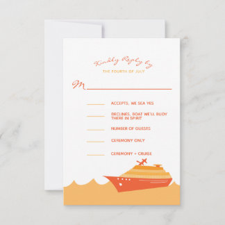 Cartons Réponse Bateau de croisière mariage Orange