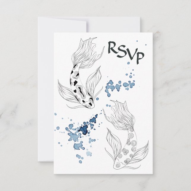 Cartons Réponse Beau japonais Koi Mariage de natation (Devant)