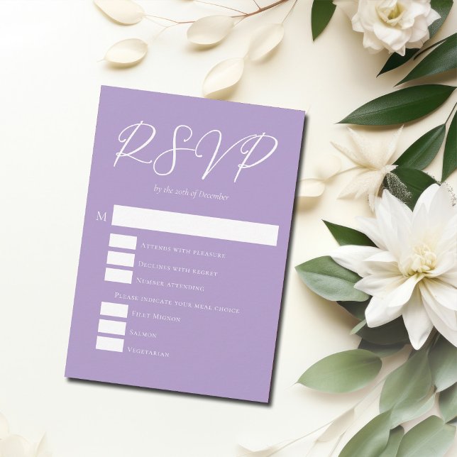 Cartons Réponse Beau Lilac violet blanc Mariage vertical (Créateur téléchargé)