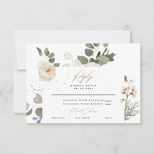Cartons Réponse Beau Mariage de feuillage végétal doux (Devant)