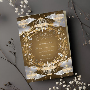 Cartons Réponse Beau Mariage opulent or et cristaux