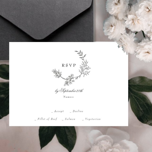 Cartons Réponse Beau Monogramme Floral Mariage de couronne dessiné (Créateur téléchargé)