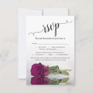Cartons Réponse Beau Reflet Magenta Rose Mariage élégant