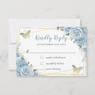 Cartons Réponse Bébé Bleu Floral Rose Or Quinceañera Papillon