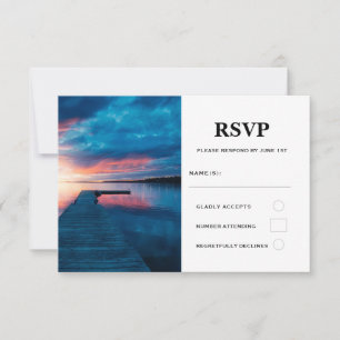 Cartons Réponse Bel coucher de soleil sur un Mariage de lac de Cal