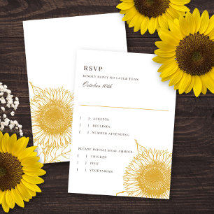 Cartons Réponse Belle + Élégante Mariage de automne Sunflowers Rép