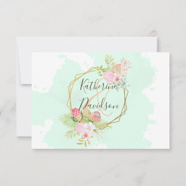 Cartons Réponse Belle Lime Green 💚 Botanique Boho Mariage (Dos)