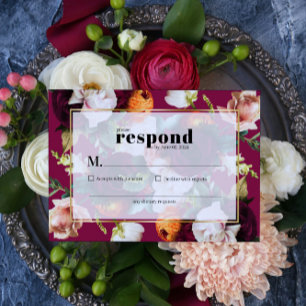 Cartons Réponse Belle suite Mariage Fleurs d'été