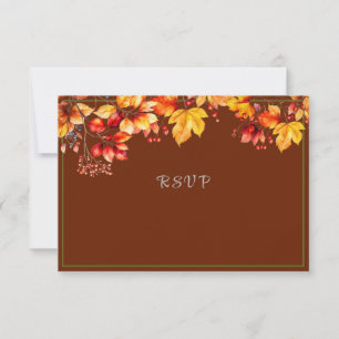 Cartons Réponse Belles feuilles d'automne et baies Mariage d'autom