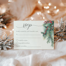 Berries d'hiver et Pine Aquarelle Mariage de verdu