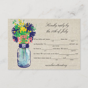 Cartons Réponse Bibliothèque rustique de pot et de fleurs sauvages