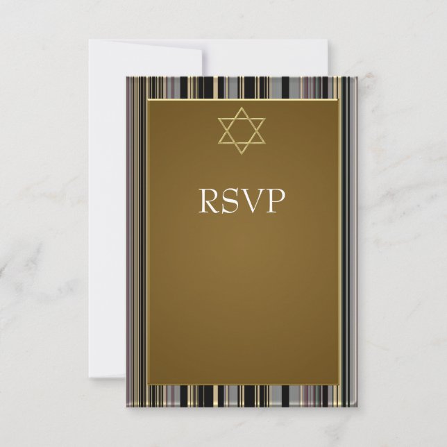 Cartons Réponse Black Gold Star de David Bar Mitzvah RSV (Devant)