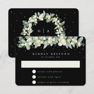 Cartons Réponse Black Snowberry+Eucalyptus Garland Mariage