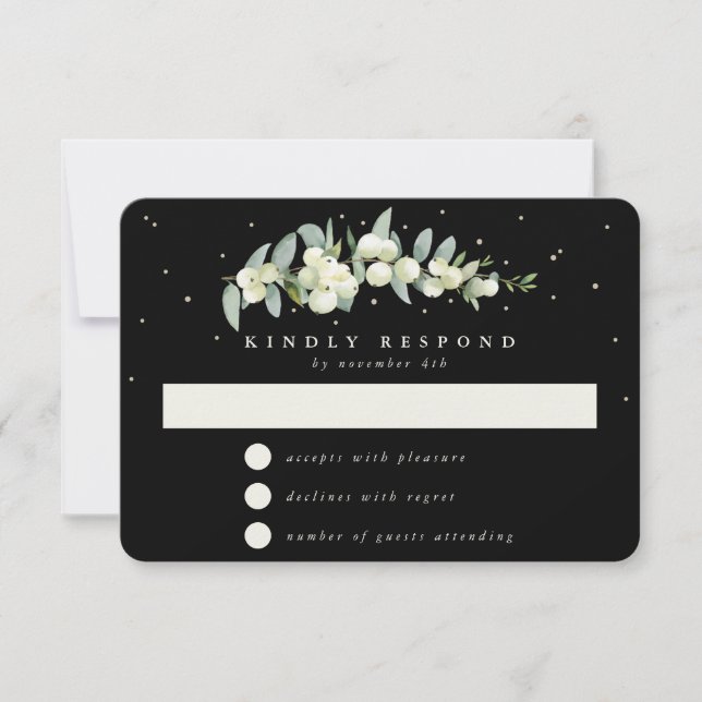 Cartons Réponse Black Snowberry+Eucalyptus Garland Mariage (Devant)