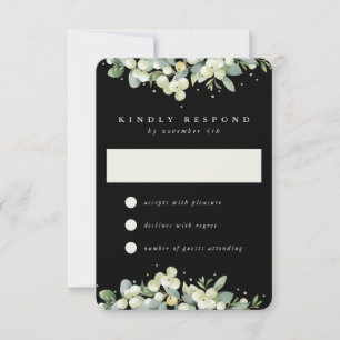 Cartons Réponse Black Snowberry+Eucalyptus Mariage