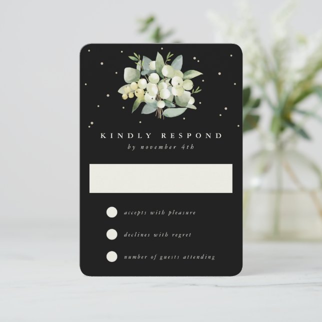 Cartons Réponse Black Snowberry+Eucalyptus Mariage (Debout devant)