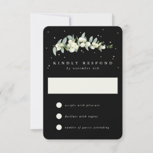 Cartons Réponse Black Snowberry+Eucalyptus Mariage