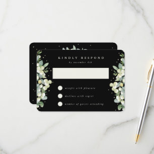 Cartons Réponse Black Snowberry+Eucalyptus Mariage