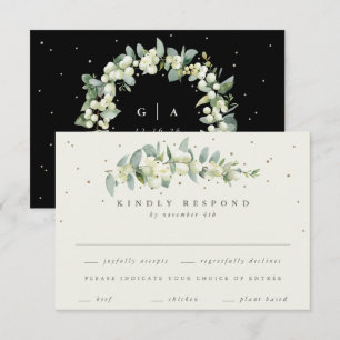 Cartons Réponse Black Snowberry+Eucalyptus Mariage à tige