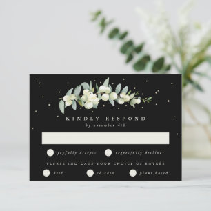 Cartons Réponse Black Snowberry+Eucalyptus Mariage à tige