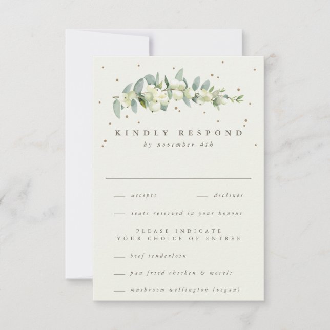 Cartons Réponse Black Snowberry+Eucalyptus Mariage à tige (Devant)