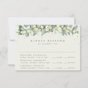 Cartons Réponse Black Snowberry+Eucalyptus Mariage Multi-événement