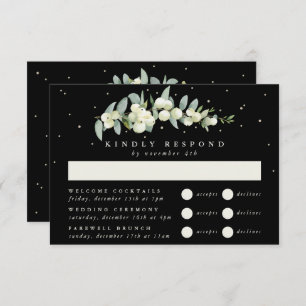Cartons Réponse Black Snowberry+Eucalyptus Mariage Multi-événement