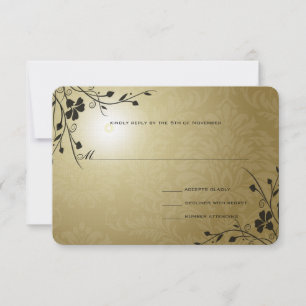 Cartons Réponse Black Swirls Gold Metallic Mariage damassé