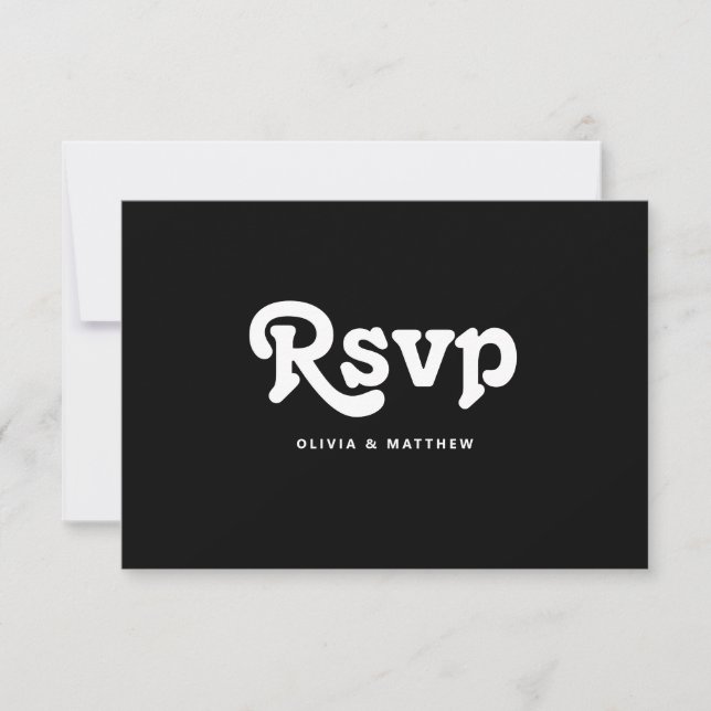 Cartons Réponse Black Tie Minimalist Wedding | Modern Typography (Devant)