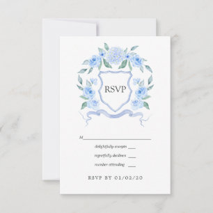 Cartons Réponse Blason de monogramme floral pour mariage