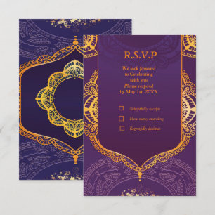 Cartons Réponse Bleu marine ou violet avec Mandalas or