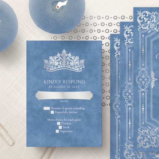 Cartons Réponse Bleu Tiara Couronne élégante Quinceanera (Créateur téléchargé)
