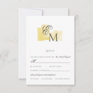 Cartons Réponse Bloc d'aquarelle minimal avec Mariage monogramme R