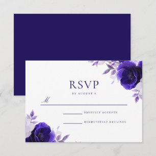 Cartons Réponse Blue Elegance : Midnight Navy Rose Mariage