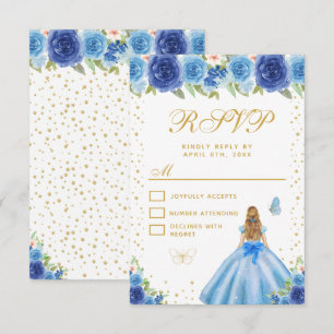 Cartons Réponse Blue Floral Blonde Hair Princess Sweet Seize