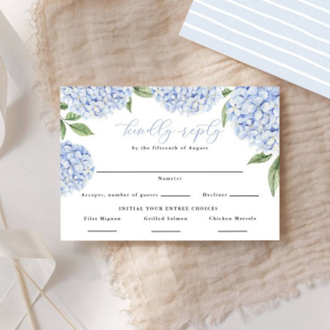 Cartons Réponse Blue Hydrangea Border Choix alimentaires Mariage R (Créateur téléchargé)