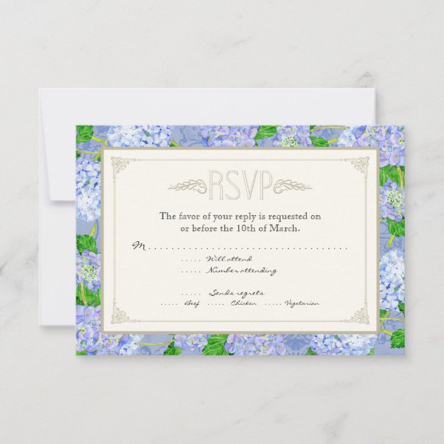 Cartons Réponse Blue Hydrangea dentelle Floral Formal Élégant Mari (Devant)