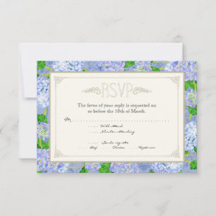 Cartons Réponse Blue Hydrangea dentelle Floral Formal Élégant Mari