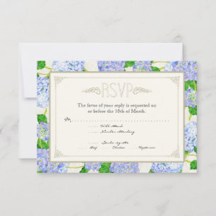 Cartons Réponse Blue Hydrangea dentelle Floral Formal Élégant Mari