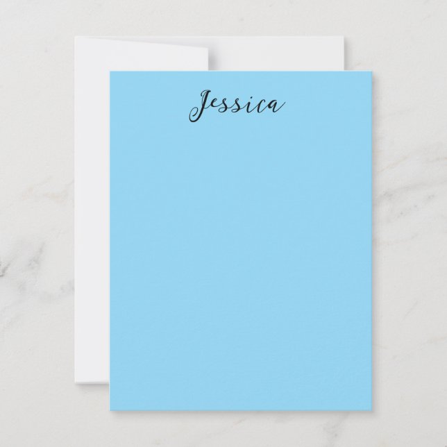 Cartons Réponse Blue Modern Elegant Plain Simple Professional Name (Devant)
