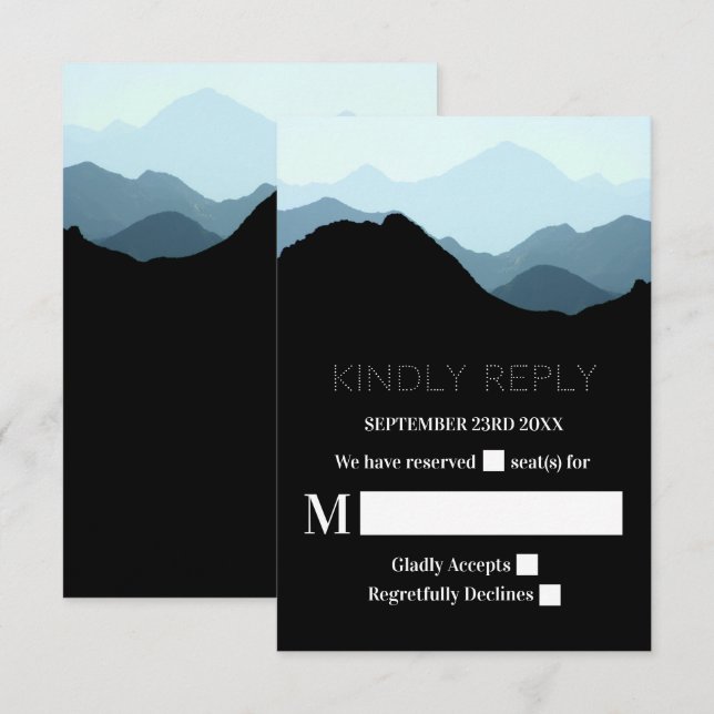 Cartons Réponse Blue Mountain Range, Mariage rustique (Devant / Derrière)