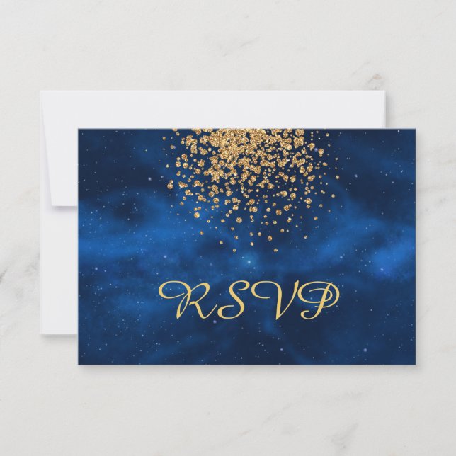 Cartons Réponse Blue Universe with Gold Confetti (Devant)