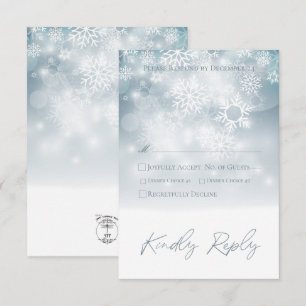 Cartons Réponse Blue Winter Neige Mariage moderne