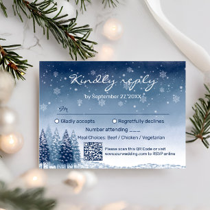 Cartons Réponse Blue Winter Wonderland QR Code Mariage