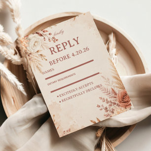 Cartons Réponse Blush Botanique Élégant Rustique