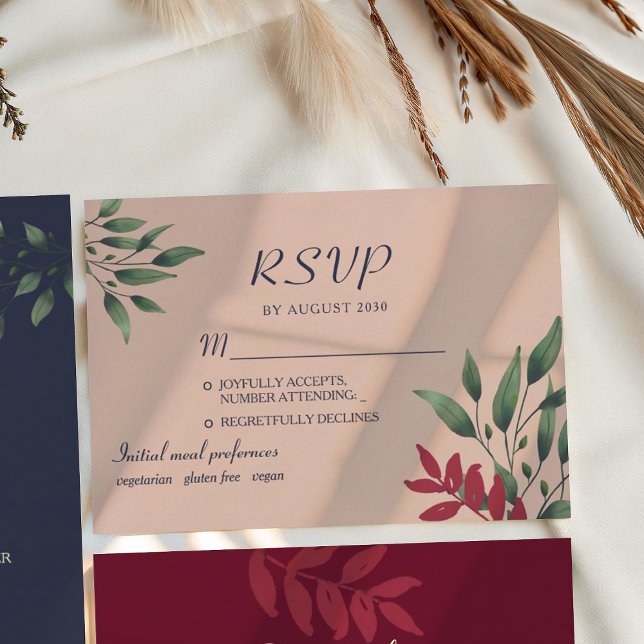 Cartons Réponse Blush Burgundy Mariage de automne (Créateur téléchargé)