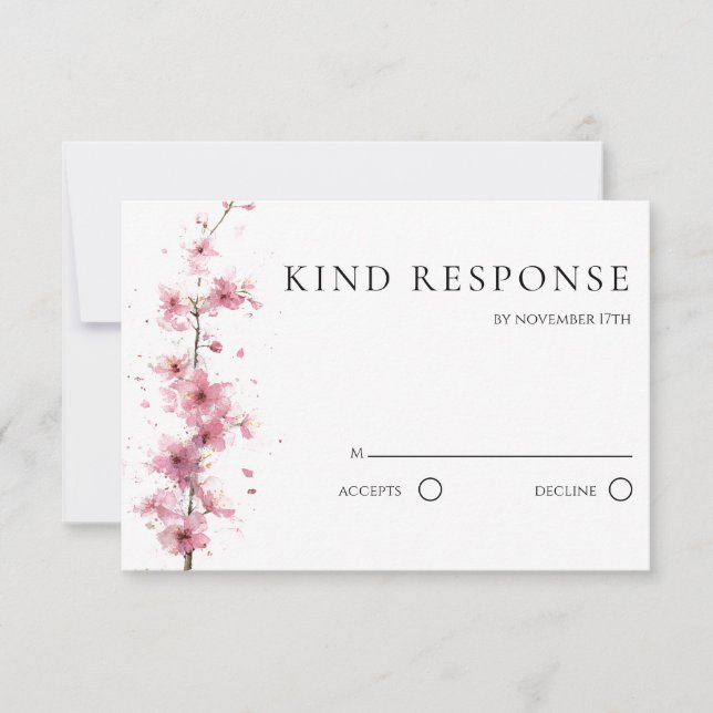 Cartons Réponse Blush Pink Cherry Blossom QR Code Wedding (Devant)