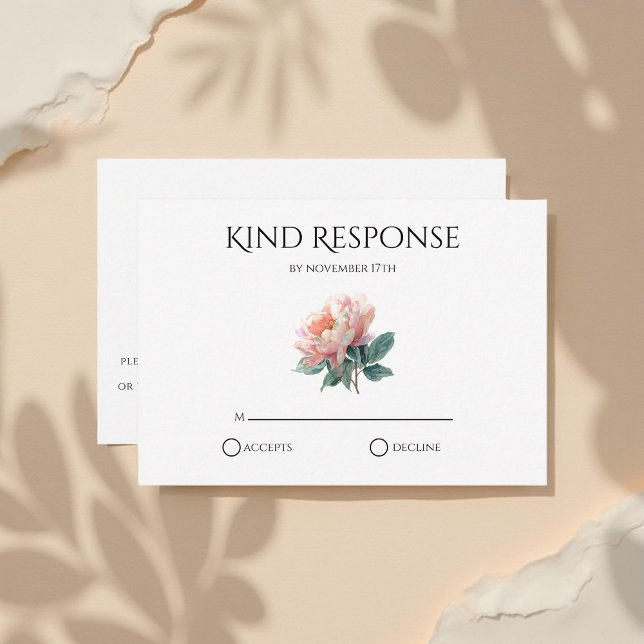 Cartons Réponse Blush Pink Peony QR Code Elegant Wedding  (Créateur téléchargé)