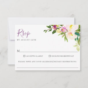Cartons Réponse Blush Purple Florple Mariage Alimentation Allergie