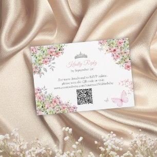 Cartons Réponse Blush Rose et Papillon Floral Vert Quinceañera